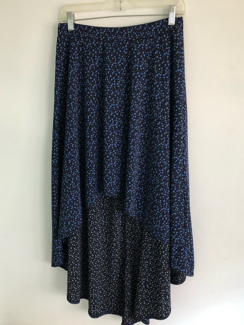 90s Y2K Coastal Cowgirl Flowy Blue Floral High-Low Skirt Cottagecore